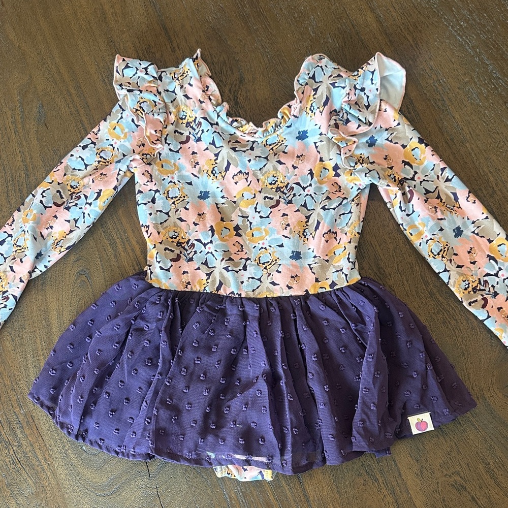 Cheeky Plum Floral Ruffle Leotard